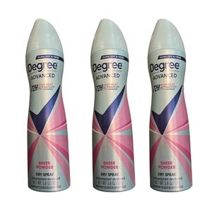 Degree Advanced Sheer Powder Dry Spray 72H Antiperspirant Deodorant Lot of 3